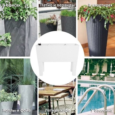 Кашпо с автополивом Prosperplast Rato Case High 30л, белый Артикул: DRTC600H-S449